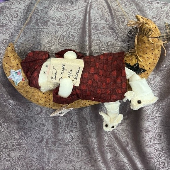 Vintage Santa Christmas Decoration Ozark Mountain Storybook Santa Crescent Moon - Picture 4 of 14